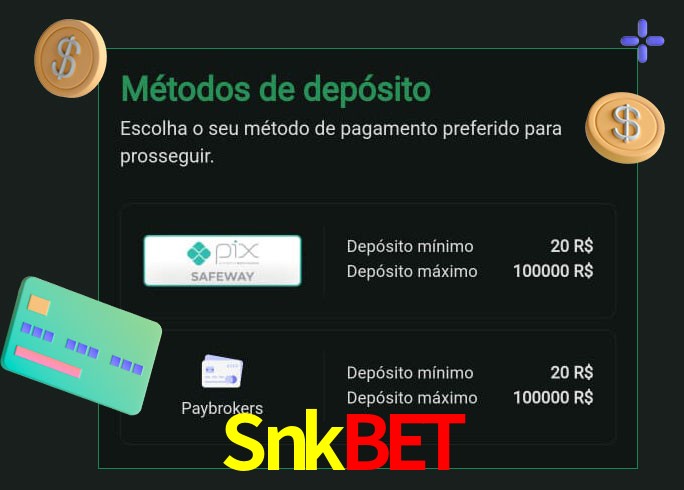 O cassino Snkbet oferece uma grande variedade de métodos de pagamento